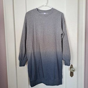 Dip-Dyed French Terry Sweatshirt Shift Dress XS Blue Grey Ombre Old Navy EUC